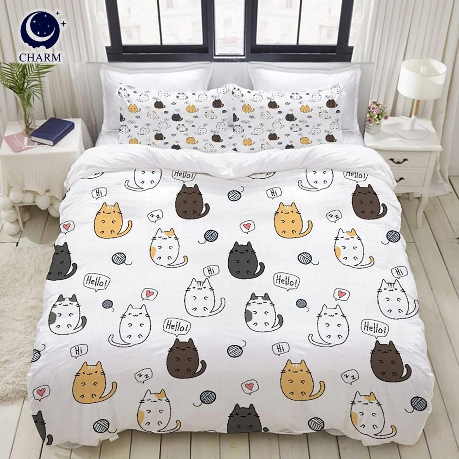 CHARM DREAMY ชุดผ้าปูที่นอน 3.5ฟุต 3ชิ้น ลาย CHUBBY CAT – ผ้าปูที่นอน พร้อมปลอกหมอน (ไม่รวมผ้านวม)_0